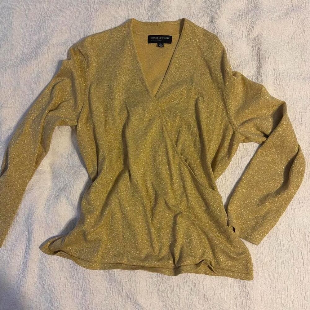 Jones-New-York Women's Gold Metallic Top